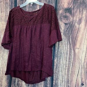 Women's Burgundy Lace Top